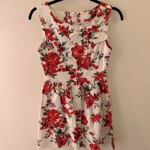 White dress with roses